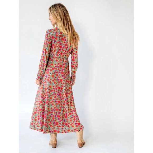 Natural Life Christa Knit Maxi Dress Watercolor Neon XL Boho Prairie Artsy - Picture 2 of 9